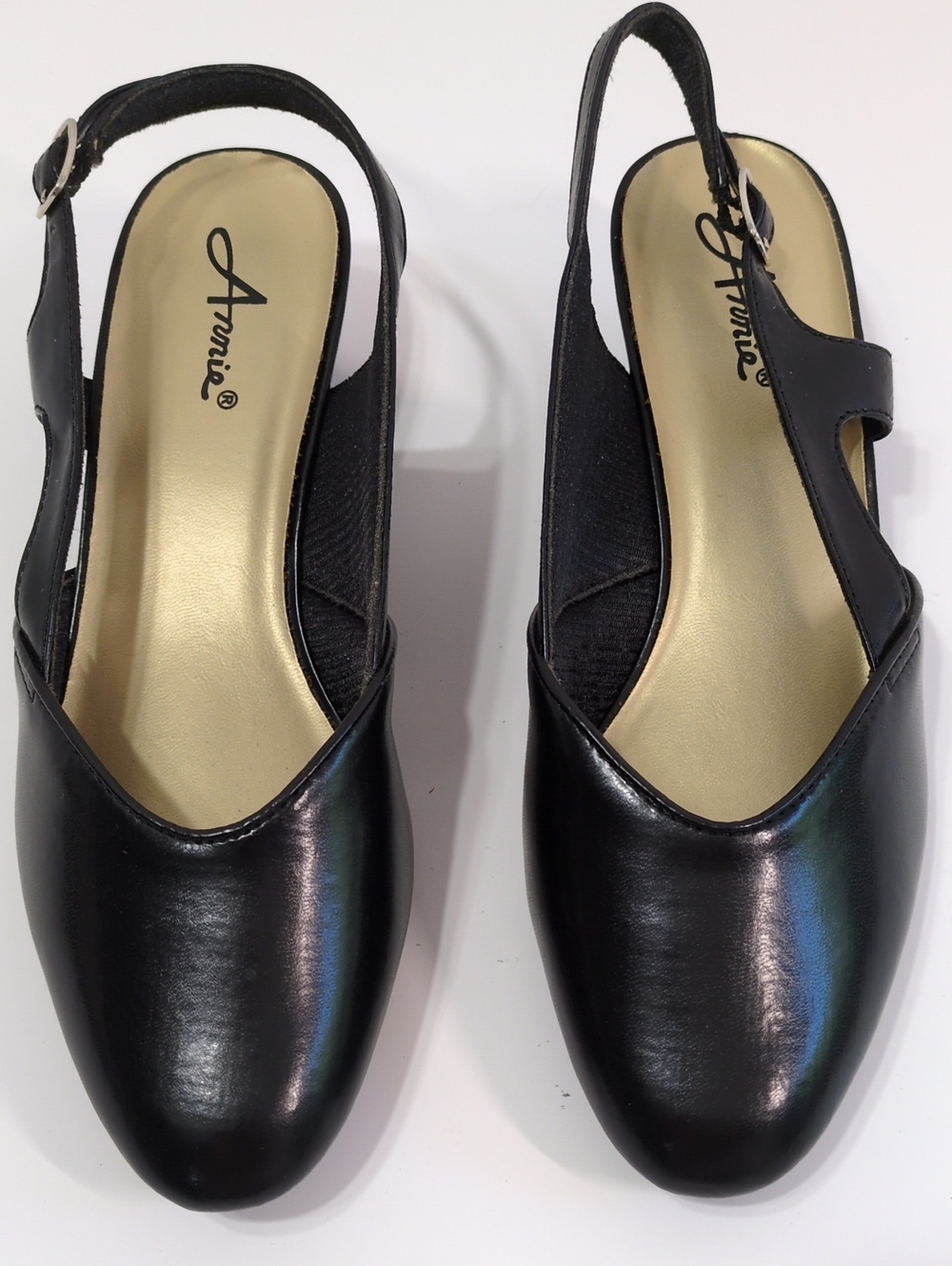 ​Vintage Annie Diane Black Slingback Heels Low Block Heel Womens 9W
